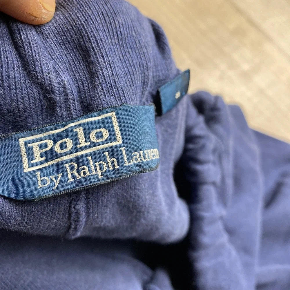 Polo Ralph Lauren Sweatpants Mens M Navy Blue Pink Drawstring Wide Leg Lounge